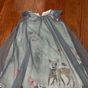 Adorable Gray Dress with Deer and Butterfly Print size 4/5